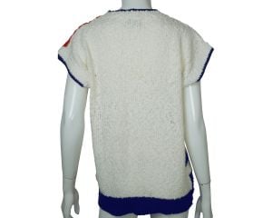 Vintage 80s Nautical Sweater Top Sailboat Pullover Size M - Fashionconstellate.com