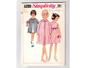 1965 Girl's Size 7 Dress & Coat Sewing Pattern - 60s Childs Empire A Line Sleeveless Sheath