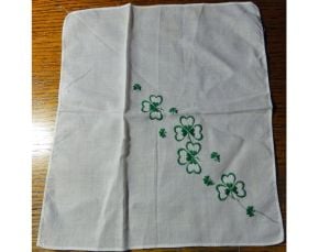 Lot of 3 Vintage Ladies White Handkerchiefs Hankies Embroidered Shamrock, Greens, Pink Flowers - Fashionconstellate.com