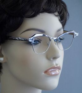 1950s Eyeglass Frames, Silver Etched Aluminium Frames, New Old Stock Eyeglass Frames, Bausch & Lomb 