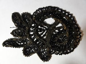 Antique Trim Black Jet Glass Bead Applique Medallion Passementerie - Fashionconstellate.com