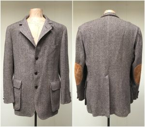 Vintage 1980s Brown Wool Herringbone Sport Coat Traditional English Country Gentleman Cottagecore