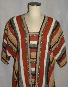 70s 80s Boxy Pullover Striped Blouse | Vintage Tunic | M/L - Fashionconstellate.com