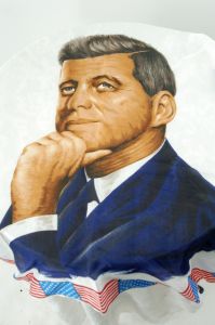 1965 John F Kennedy scarf large patriotic Democratic JFK portrait scarf - Fashionconstellate.com