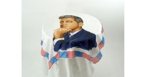1965 John F Kennedy scarf large patriotic Democratic JFK portrait scarf