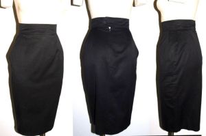80s Patrick Kelly Black Pencil Skirt | Made in Paris High Waist Wiggle Skirt | Fitted Luxe Designer