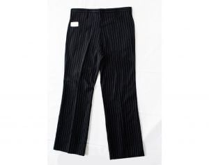 Men's Medium 1960s Gangster Pants - Navy Blue Chalk Stripe Tailored Flat Front Trouser - Al Capone - Fashionconstellate.com