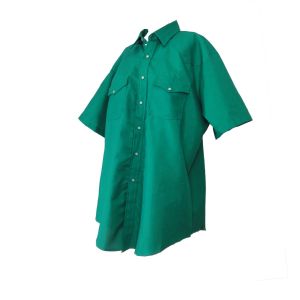 NOS Western Shirt Vintage Deadstock Green Snap Front Short Sleeve Shirt by Saddlebrook | XL