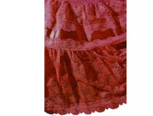 Vintage Girls Petticoat Full Circle Half Slip Red Lacy Ruffled Tiered Costume Under Skirt XS - Fashionconstellate.com