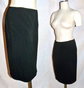 Y2K 00s John Galliano Black Pencil Skirt | Back Pleat | size Italy 44 | W 29''