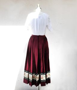 Long Red Folk Festival Skirt, Size S, Traditional European Skirt