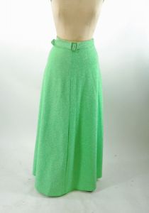 1960s green lurex maxi skirt sparkly holiday skirt with matching belt Size M/L - Fashionconstellate.com