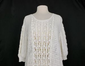 80s Sweater White Knit Cotton Short Sleeve by Kyouko| Vintage Misses L - Fashionconstellate.com