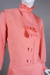 L Vintage 1960s Justin McCarty Coral Maxi Dress Skirt Vest Shirt 3 piece Set Ascot - Fashionconstellate.com