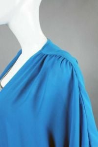 M/L Vintage 1970s Blue Sheer Cocoon Duster Jacket Batwing Oversize Thin Airy 70s - Fashionconstellate.com