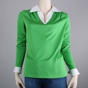 Vintage 60s R&K Originals Bright Green White Long Sleeve Thin Nylon Shirt Mod | M/L - Fashionconstellate.com