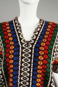 Vintage 1970s Colorful Guatemalan Huipil Hand Loomed Poncho Fair Trade | OS - Fashionconstellate.com