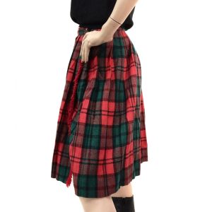 Vintage 1950s Peerless Plaid Wrap Skirt Wool Red Kilt High Waist Pleat 50s | S - Fashionconstellate.com