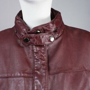 Vintage 1980s Oxblood Red Leather Cropped Bomber Jacket Coat Hidden Hood | S - Fashionconstellate.com