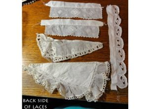 Lot of 6 Antique Lace Pieces: Collar, Cuffs For Crafts, Sewing, Costumes, Dolls Up Cycling