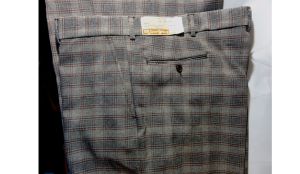 Deadstock Vintage 1970s Plaid Polyester Wide Leg Bell Bottom Slacks Pants by Sears 38 x 40 - Fashionconstellate.com