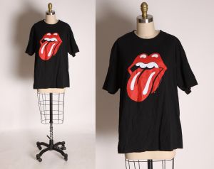 1999 1990s Black, Red & White Rolling Stones Tongue Band Concert T Shirt by All Sport International