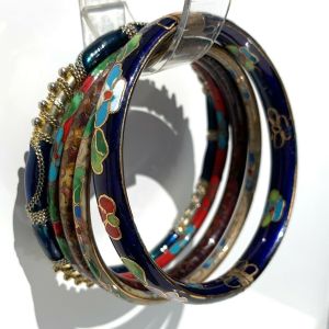Lot of 5 Vintage Cloisonne Enamel Bangle Bracelets