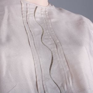 Vintage 1920s Size 38 Beige Off White Nude Top Blouse Silk Sleeveless Shirt | L/XL - Fashionconstellate.com