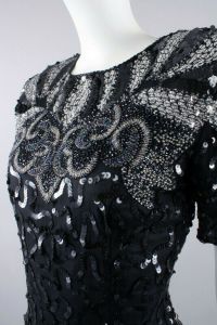 Vintage 80s Robert Anthony Black Silk Sequin Sparkle Party Cocktail Dress | S/M 4 - Fashionconstellate.com