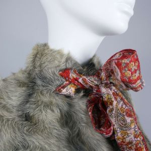 Vintage 1940s Era Gray Goat Fur Stole Shawl Cape Coat w/Strong Shoulder | OSFM - Fashionconstellate.com
