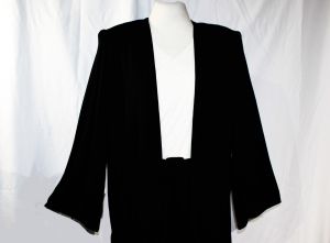 Size 6 1990s Designer Dress - Black & White Jersey Knit Sleeveless Sheath and Open Front Jacket - Fashionconstellate.com