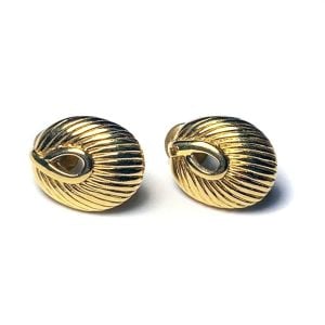 Vintage 1970s TRIFARI Simple Gold Tone Post Pierced Earrings Small Minimal Dainty - Fashionconstellate.com