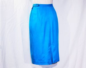 Size 2 1950s Turquoise Blue Pencil Skirt XS Small Vivid Peacock Blue Office 50s 60s Tailored Secret - Fashionconstellate.com