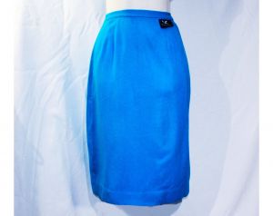 Size 2 1950s Turquoise Blue Pencil Skirt XS Small Vivid Peacock Blue Office 50s 60s Tailored Secret