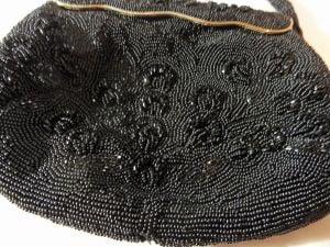 Beaded Purse Vintage 50s Black Evening Bag, Jet Black Beaded Handbag - Fashionconstellate.com