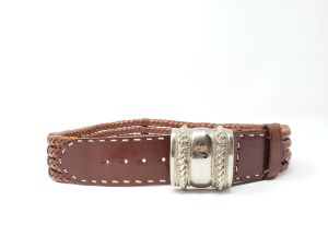 90s Belt Brown Leather Braided Wide by The Limited | Vintage Misses S