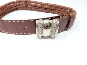 90s Belt Brown Leather Braided Wide by The Limited | Vintage Misses S - Fashionconstellate.com