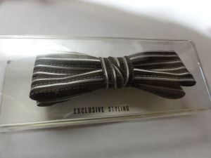 Vintage Bowtie Black Silver Gray Striped Clip On Bow Tie in Box Richman Brothers S & H - Fashionconstellate.com