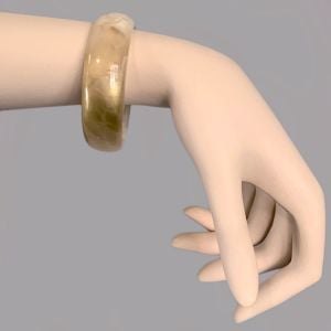 Vintage Translucent Gold Swirl Lucite Bangle Bracelet Chunky Plastic Mod MCM - Fashionconstellate.com