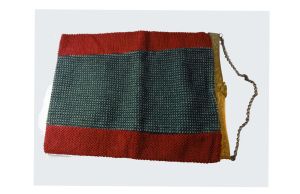 1920s Art Deco Large Tapestry Carpet Bag Antique Handbag Purse Folding Brass Frame w/Chain Handle