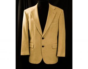 Men's Large Camel Hair Jacket with Leather Buttons - Chaps Ralph Lauren Mens Tan Sport Coat
