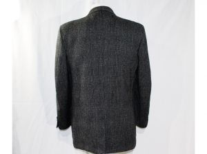 Men's 1950s Suit Jacket - Small Blue Gray Glen Plaid Wool Tweed Blazer - Top Quality Mens 50s 60s - Fashionconstellate.com