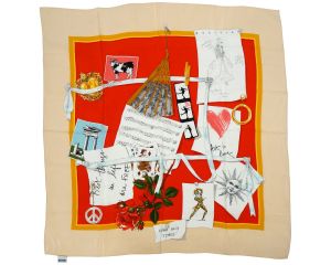 Vintage Moschino Silk Scarf Square Good Old Times Collage