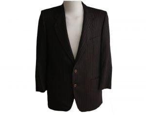 Men's Small Cashmere Blend Jacket - Designer Ted Lapidus - 1950s Inspired Gangster Look Striped  - Fashionconstellate.com