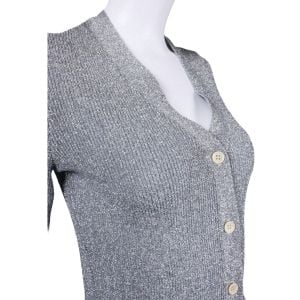 Vintage 1970s Metallic Silver Lurex Knit Top Shirt by Renee Tener for Outlander | S/M/L - Fashionconstellate.com