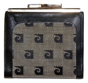 70s Pierre Cardin Leather & Canvas Monogram Wallet in BLUE | Bifold Small Designer Accessory - Fashionconstellate.com