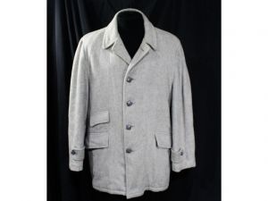 XL Men's 1950s Car Coat - Handsome 50s Mens Frosty Gray Wool Cashmere Outerwear - Winter OverCoat