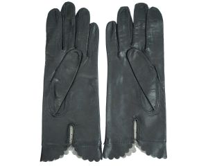 Vintage 70s Black Leather Gloves Ladies Size 7 - Fashionconstellate.com