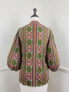 1970's Vintage Cotton Paisley Babydoll Top with Balloon Sleeves | Best fit Small to Medium - Fashionconstellate.com