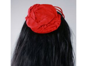 Vintage 1930s Red Rosette Headband Juliette Fascinator Hat 